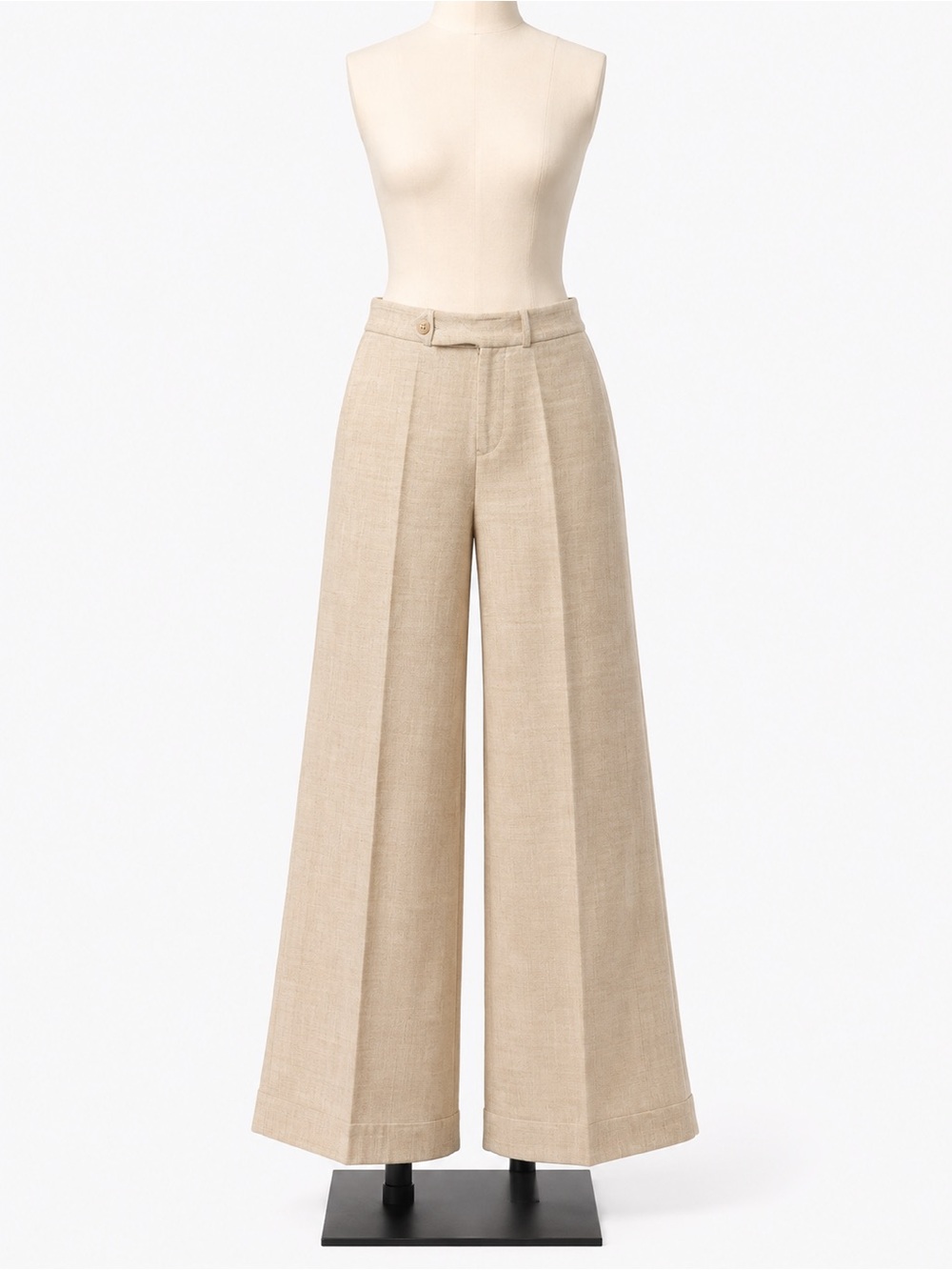 Ralph Lauren Sand Beige Wide-Leg High-Waist Pants